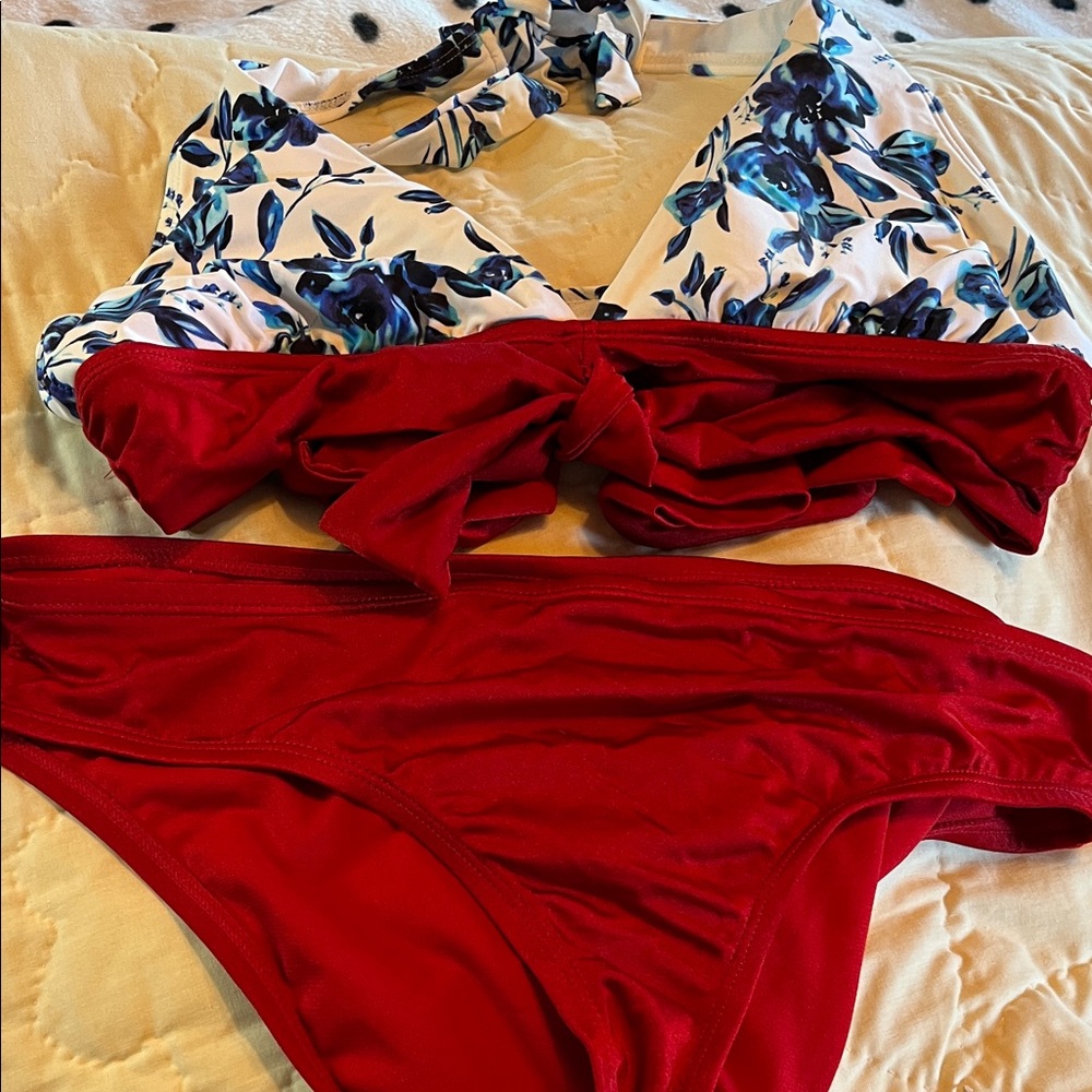 Antonio Melani red and blue bikini